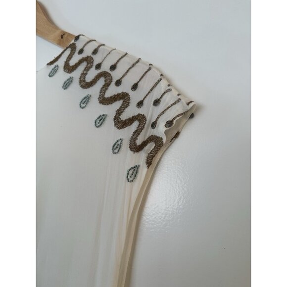 Jen's Pirate booty High Low Ivory Gold V Neck Beads Embroidered Zip Medium Boho - Picture 16 of 16